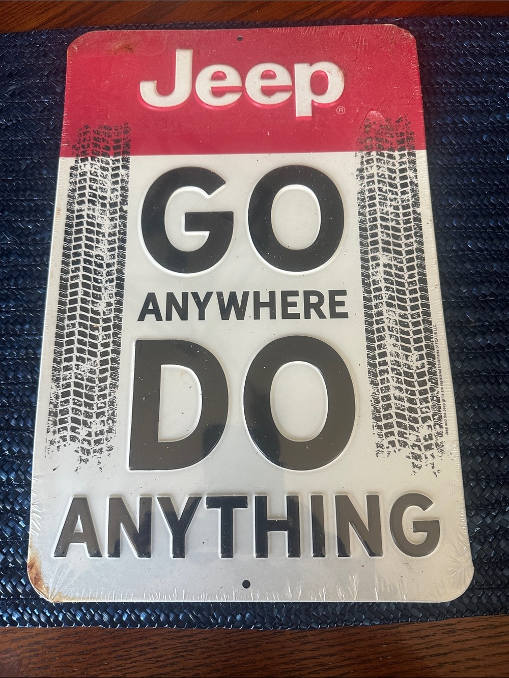Brand new, Jeep Red, White and Black 'Go Anywhere' Wall Sign